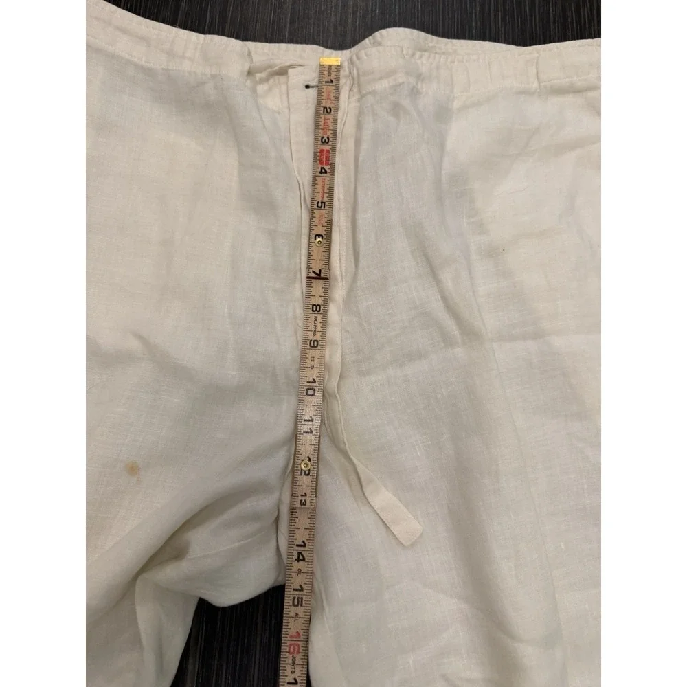 Nautica Explorer Vintage 100% Linen Pants Sz L Loose Fit Drawstring Coastal